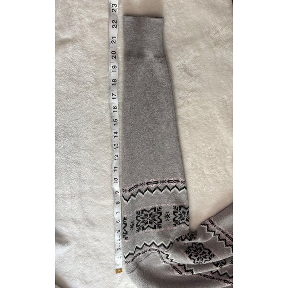 Womens Gray Knit Sweater Black Fair Isle Pattern Crew Neck Long Sleeve Size S - Picture 11 of 12